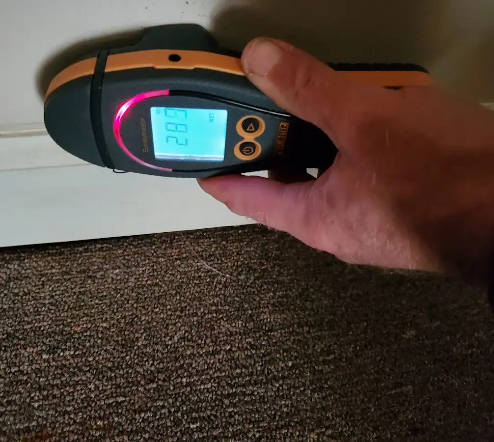 Moisture detection at baseboard during Sewage Cleanup & Sanitation in McAlester